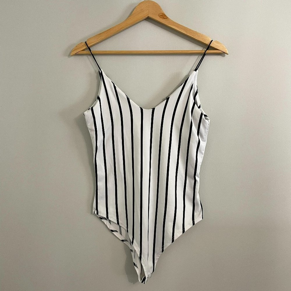 White & Black Striped Boysuit